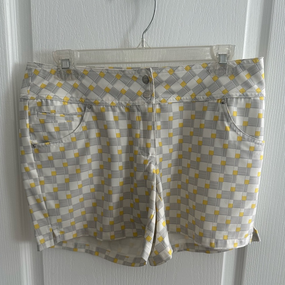 Slazenger Yellow and Gray Checkered Women's Golf Shorts Size 6